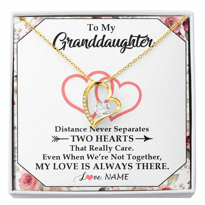 Forever Love Necklace 18K Yellow Gold Finish | 1 | Personalized To My Granddaughter Necklace From Grandma Nana Two Hearts Together Granddaughter Birthday Christmas Customized Gift Box Message Card | siriusteestore.myshopify