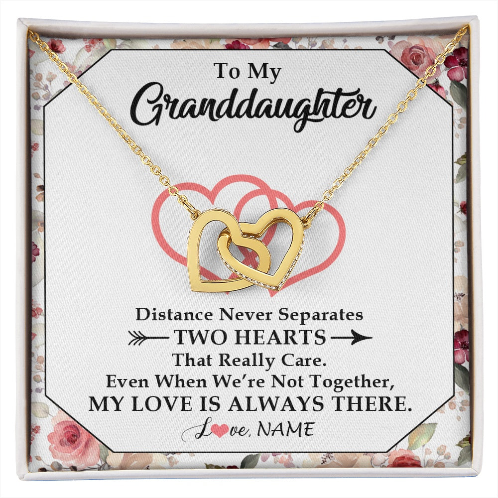 Interlocking Hearts Necklace 18K Yellow Gold Finish | 1 | Personalized To My Granddaughter Necklace From Grandma Nana Two Hearts Together Granddaughter Birthday Christmas Customized Gift Box Message Card | siriusteestore.myshopify