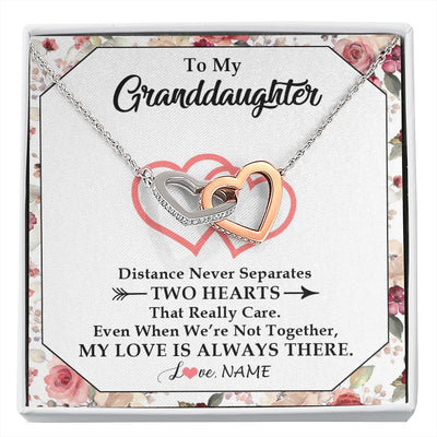 Interlocking Hearts Necklace Stainless Steel & Rose Gold Finish | 1 | Personalized To My Granddaughter Necklace From Grandma Nana Two Hearts Together Granddaughter Birthday Christmas Customized Gift Box Message Card | siriusteestore.myshopify