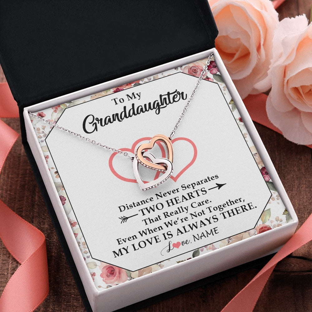 Interlocking Hearts Necklace Stainless Steel & Rose Gold Finish | 2 | Personalized To My Granddaughter Necklace From Grandma Nana Two Hearts Together Granddaughter Birthday Christmas Customized Gift Box Message Card | siriusteestore.myshopify