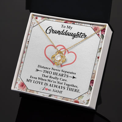 Love Knot Necklace 18K Yellow Gold Finish | 2 | Personalized To My Granddaughter Necklace From Grandma Nana Two Hearts Together Granddaughter Birthday Christmas Customized Gift Box Message Card | siriusteestore.myshopify