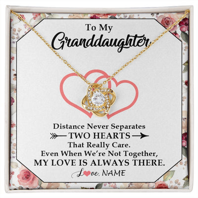 Love Knot Necklace 18K Yellow Gold Finish | 1 | Personalized To My Granddaughter Necklace From Grandma Nana Two Hearts Together Granddaughter Birthday Christmas Customized Gift Box Message Card | siriusteestore.myshopify
