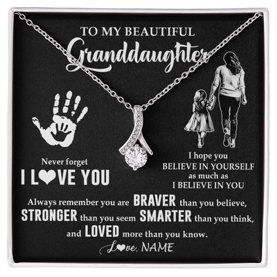 Alluring Beauty Necklace 14K White Gold Finish | 1 | Personalized To My Granddaughter Necklace From Grandma Never Forget I Love You Granddaughter Birthday Christmas Graduation Customized Gift Box Message Card | siriusteestore
