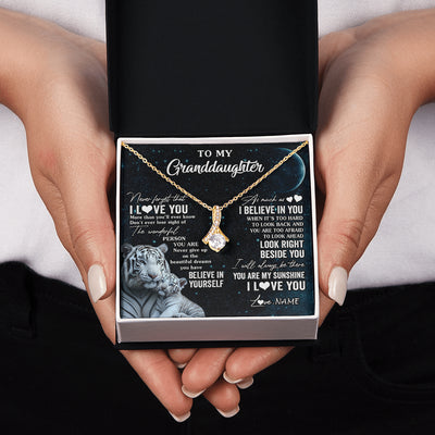 Alluring Beauty Necklace 18K Yellow Gold Finish | 2 | Personalized To My Granddaughter Necklace From Grandma Never Forget I Love You White Tiger Granddaughter Birthday Christmas Customized Gift Box Message Card | siriusteestore
