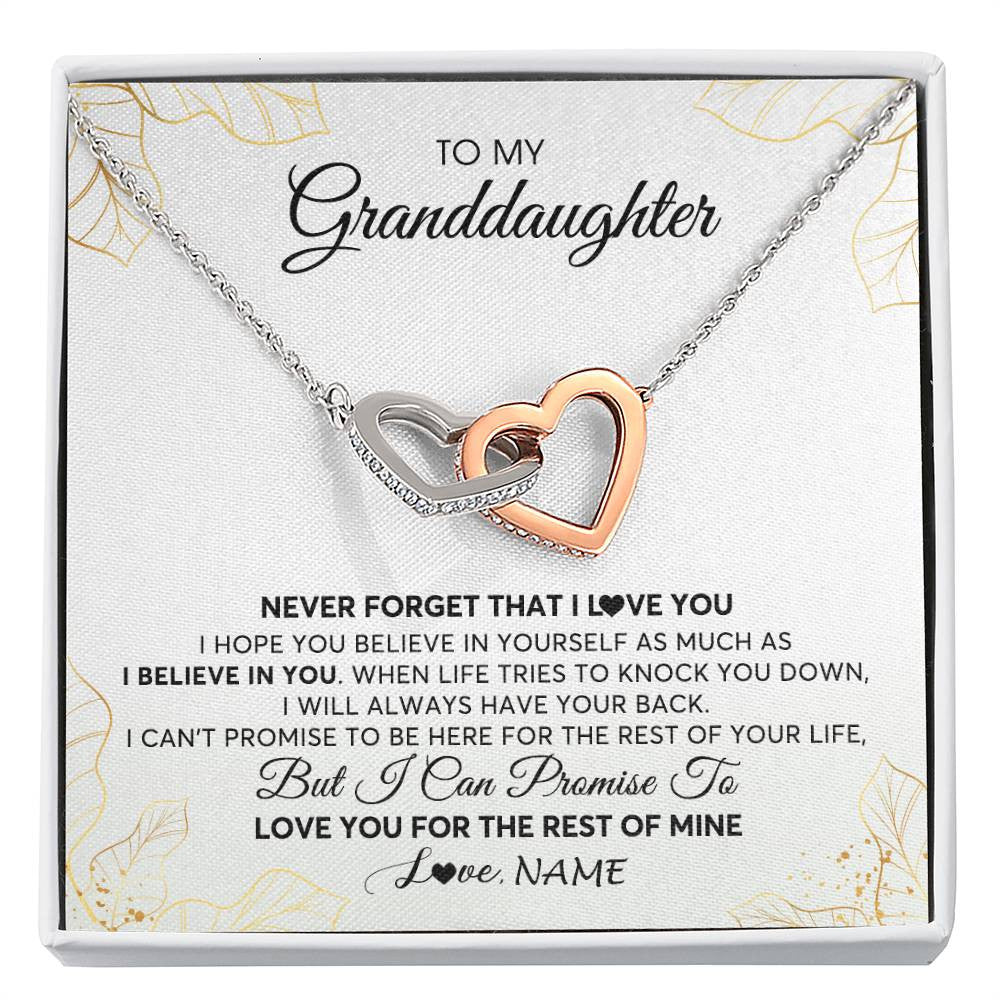 Interlocking Hearts Necklace | Personalized To My Granddaughter Necklace From Grandma Never Forget That I Love You Granddaughter Birthday Christmas Customized Gift Box Message Card | siriusteestore