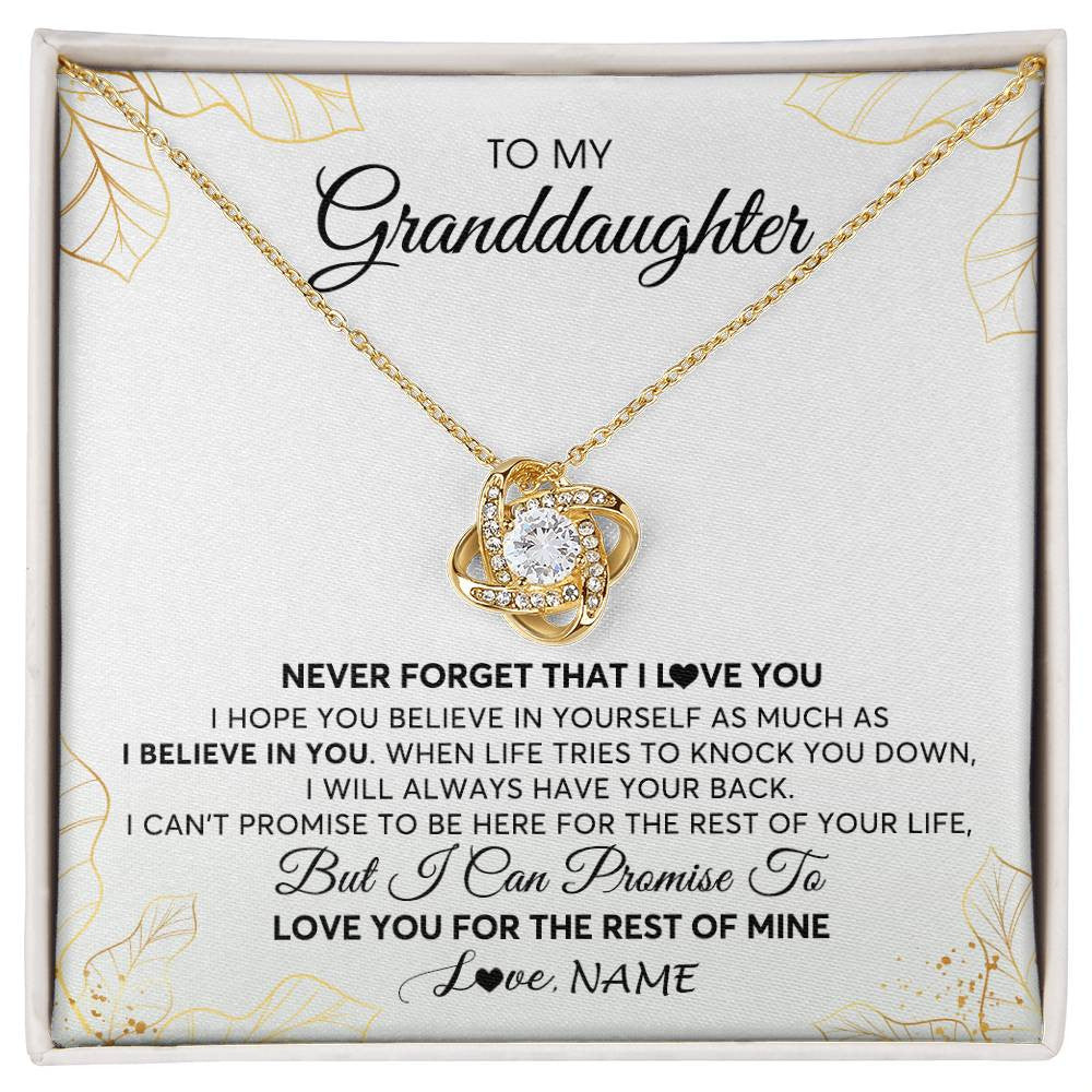Love Knot Necklace 18K Yellow Gold Finish | 1 | Personalized To My Granddaughter Necklace From Grandma Never Forget That I Love You Granddaughter Birthday Christmas Customized Gift Box Message Card | siriusteestore