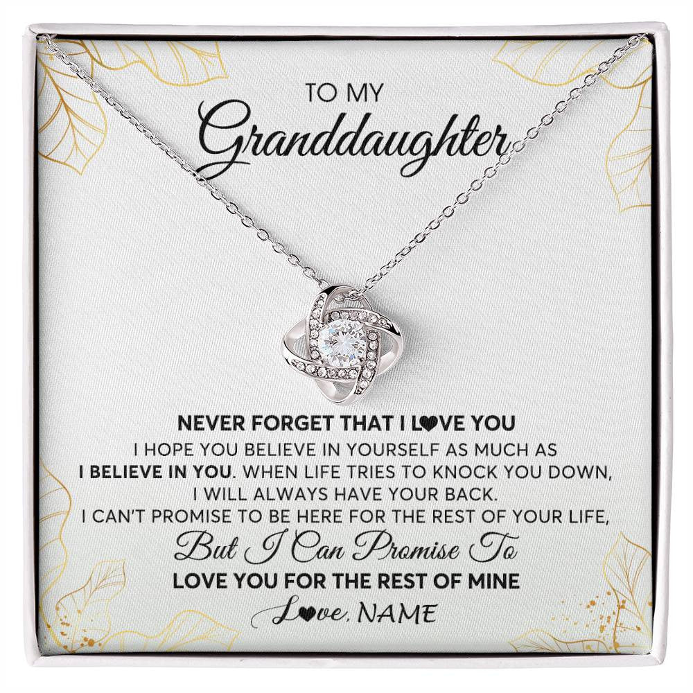 Love Knot Necklace | Personalized To My Granddaughter Necklace From Grandma Never Forget That I Love You Granddaughter Birthday Christmas Customized Gift Box Message Card | siriusteestore