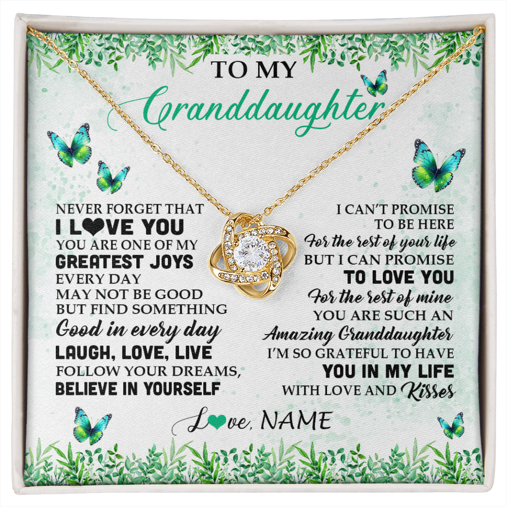 Love Knot Necklace 18K Yellow Gold Finish | 1 | Personalized To My Granddaughter Necklace From Grandma Papa Butterfly Laugh Love Live Birthday Motivational Quote Christmas Customized Gift Box Message Card | siriusteestore