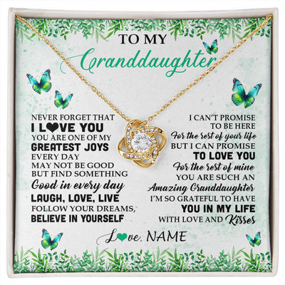 Love Knot Necklace 18K Yellow Gold Finish | 1 | Personalized To My Granddaughter Necklace From Grandma Papa Butterfly Laugh Love Live Birthday Motivational Quote Christmas Customized Gift Box Message Card | siriusteestore