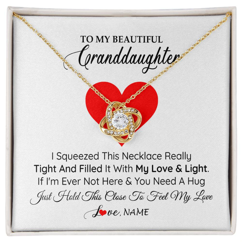 Love Knot Necklace 18K Yellow Gold Finish | 1 | Personalized To My Granddaughter Necklace From Grandma Papa I Squeezed This Necklace Granddaughter Birthday Christmas Customized Gift Box Message Card | siriusteestore