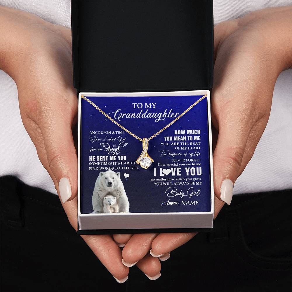 Alluring Beauty Necklace 18K Yellow Gold Finish | 2 | Personalized To My Granddaughter Necklace From Grandma Polar Bear Never Forget I Love You Granddaughter Birthday Christmas Customized Gift Box Message Card | siriusteestore