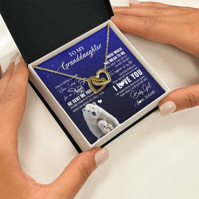 Interlocking Hearts Necklace 18K Yellow Gold Finish | 2 | Personalized To My Granddaughter Necklace From Grandma Polar Bear Never Forget I Love You Granddaughter Birthday Christmas Customized Gift Box Message Card | siriusteestore