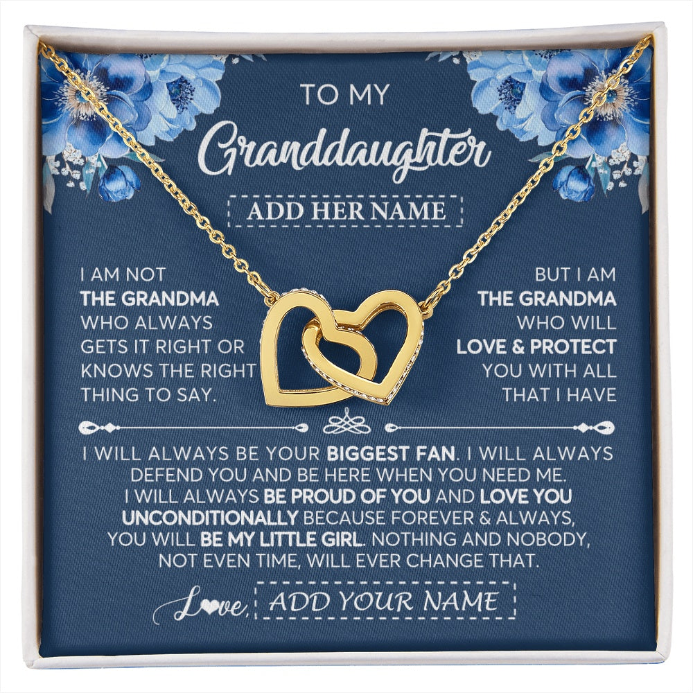 Interlocking Hearts Necklace 18K Yellow Gold Finish | 1 | Personalized To My Granddaughter Necklace From Grandma Proud Of You Birthday Gifts For Granddaughter Jewelry Gifts Christmas Custom Gift Box Message Card | https://siriusteestore.