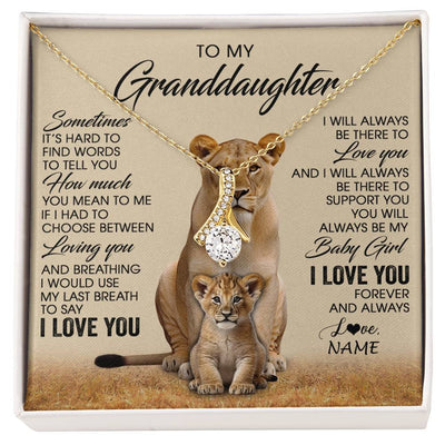 Alluring Beauty Necklace 18K Yellow Gold Finish | 1 | Personalized To My Granddaughter Necklace From Grandma Sometimes It's Hard Lion Granddaughter Gift Birthday Jewelry Christmas Customized Gift Box Message Card | siriusteestore