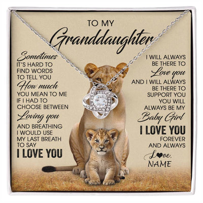 Love Knot Necklace 14K White Gold Finish | 1 | Personalized To My Granddaughter Necklace From Grandma Sometimes It's Hard Lion Granddaughter Gift Birthday Jewelry Christmas Customized Gift Box Message Card | siriusteestore