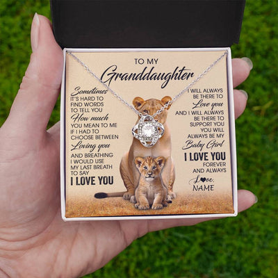 Love Knot Necklace 14K White Gold Finish | 2 | Personalized To My Granddaughter Necklace From Grandma Sometimes It's Hard Lion Granddaughter Gift Birthday Jewelry Christmas Customized Gift Box Message Card | siriusteestore