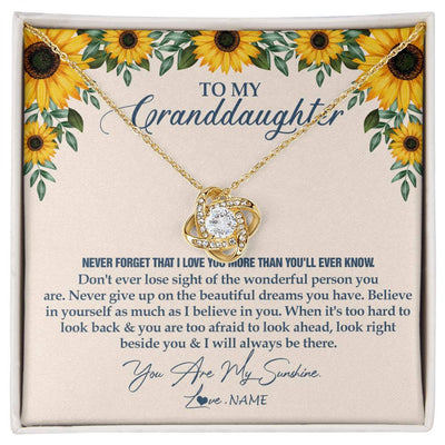 Love Knot Necklace 18K Yellow Gold Finish | Personalized To My Granddaughter Necklace From Grandma Sunflower You Are My Sunshine Granddaughter Jewelry Graduation Birthday Customized Gift Box Message Card | siriusteestore