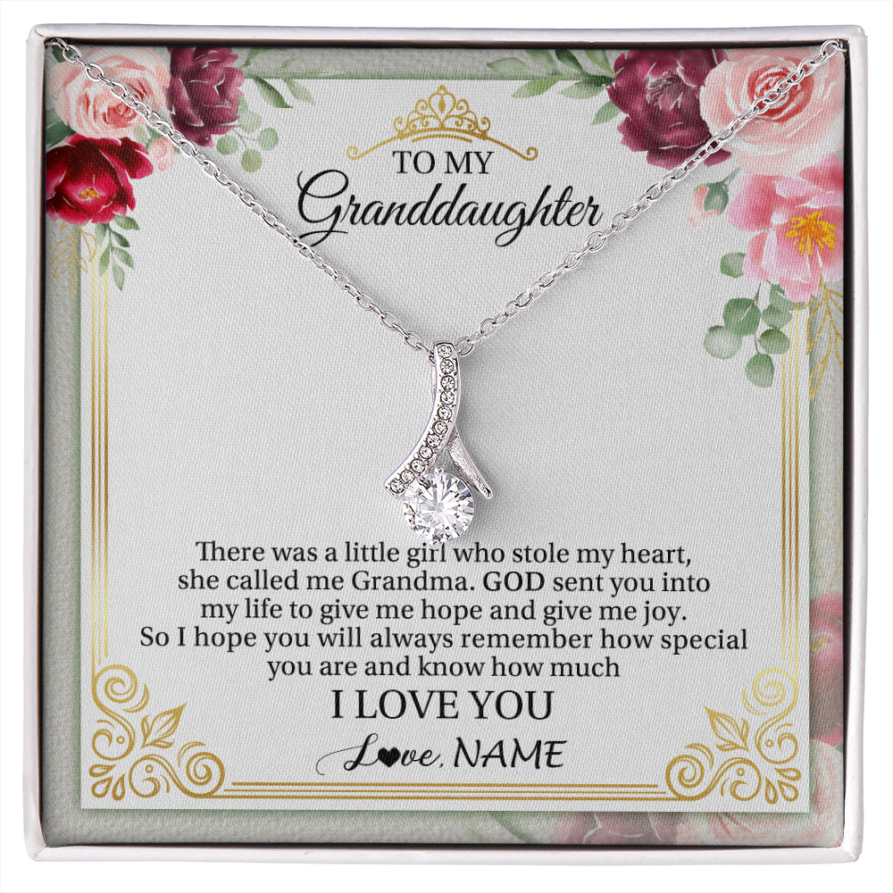 Alluring Beauty Necklace 14K White Gold Finish | 1 | Personalized To My Granddaughter Necklace From Grandma There Was A Little Girl Granddaughter Birthday Graduation Christmas Customized Gift Box Message Card | siriusteestore