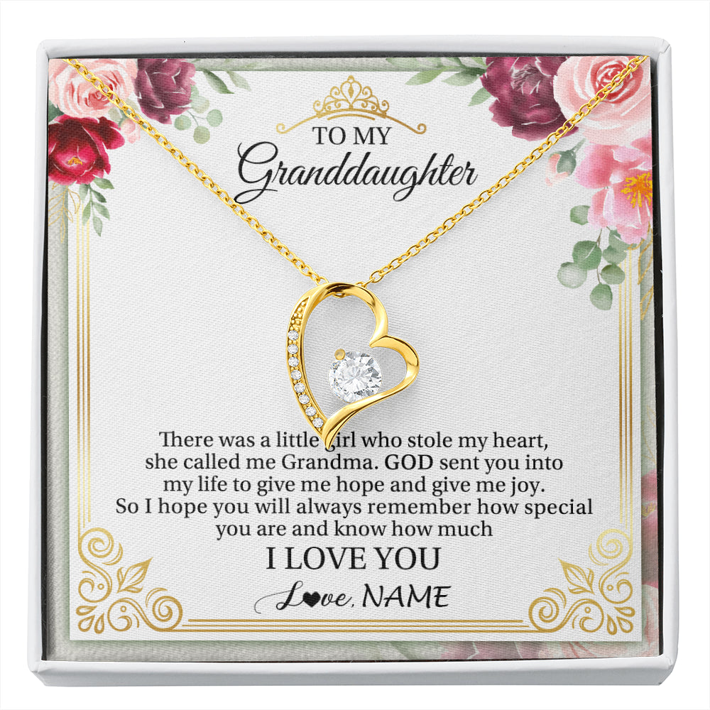 Forever Love Necklace 18K Yellow Gold Finish | 1 | Personalized To My Granddaughter Necklace From Grandma There Was A Little Girl Granddaughter Birthday Graduation Christmas Customized Gift Box Message Card | siriusteestore