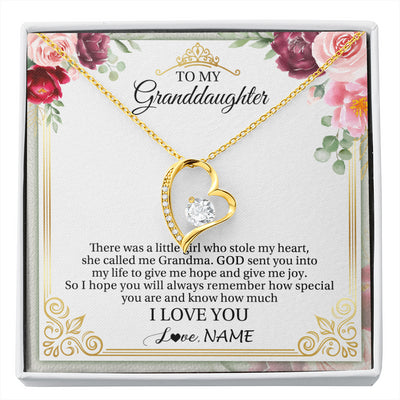 Forever Love Necklace 18K Yellow Gold Finish | 1 | Personalized To My Granddaughter Necklace From Grandma There Was A Little Girl Granddaughter Birthday Graduation Christmas Customized Gift Box Message Card | siriusteestore