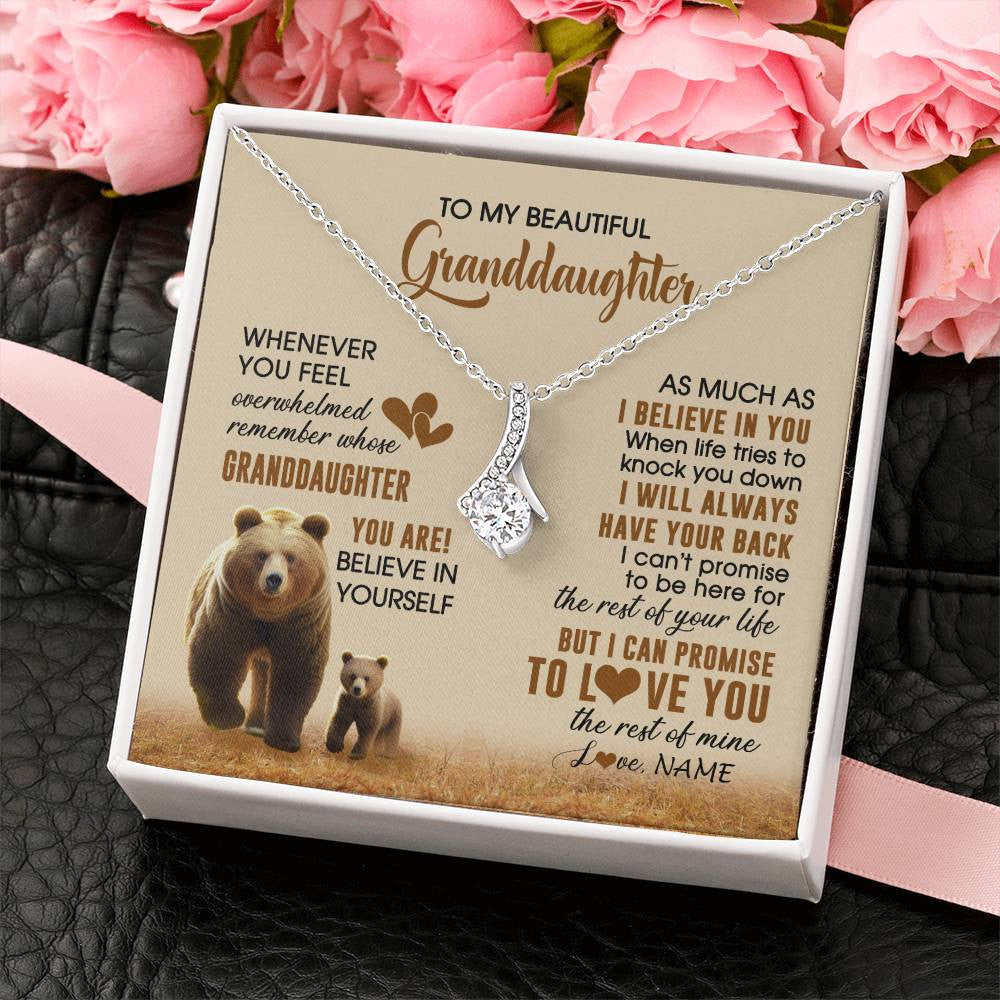 Alluring Beauty Necklace 14K White Gold Finish | 2 | Personalized To My Granddaughter Necklace From Grandma Whenever You Feel Bear Granddaughter Birthday Gifts Gifts Christmas Customized Gift Box Message Card | siriusteestore