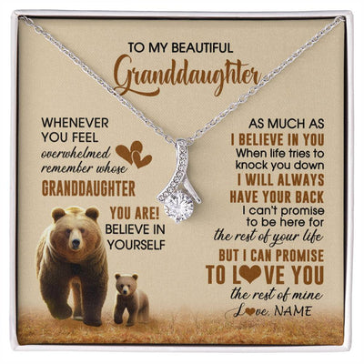 Alluring Beauty Necklace 14K White Gold Finish | 1 | Personalized To My Granddaughter Necklace From Grandma Whenever You Feel Bear Granddaughter Birthday Gifts Gifts Christmas Customized Gift Box Message Card | siriusteestore