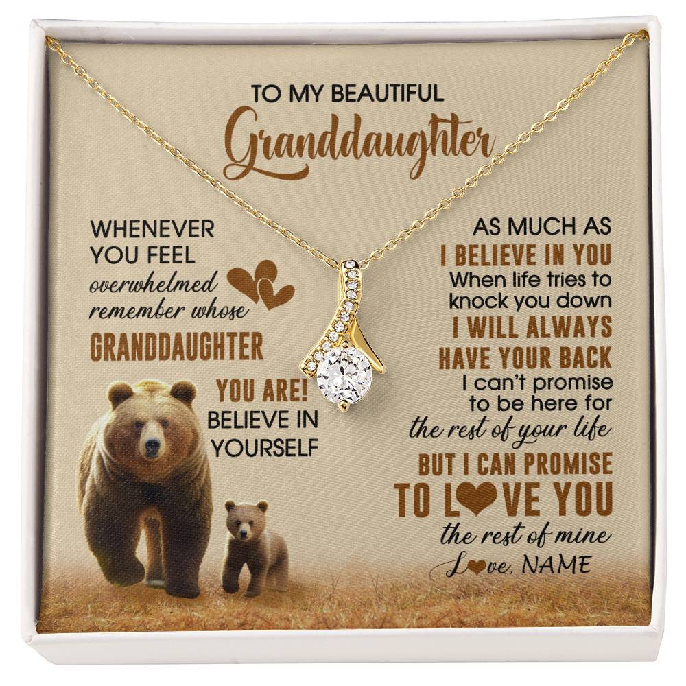 Alluring Beauty Necklace 18K Yellow Gold Finish | 1 | Personalized To My Granddaughter Necklace From Grandma Whenever You Feel Bear Granddaughter Birthday Gifts Gifts Christmas Customized Gift Box Message Card | siriusteestore