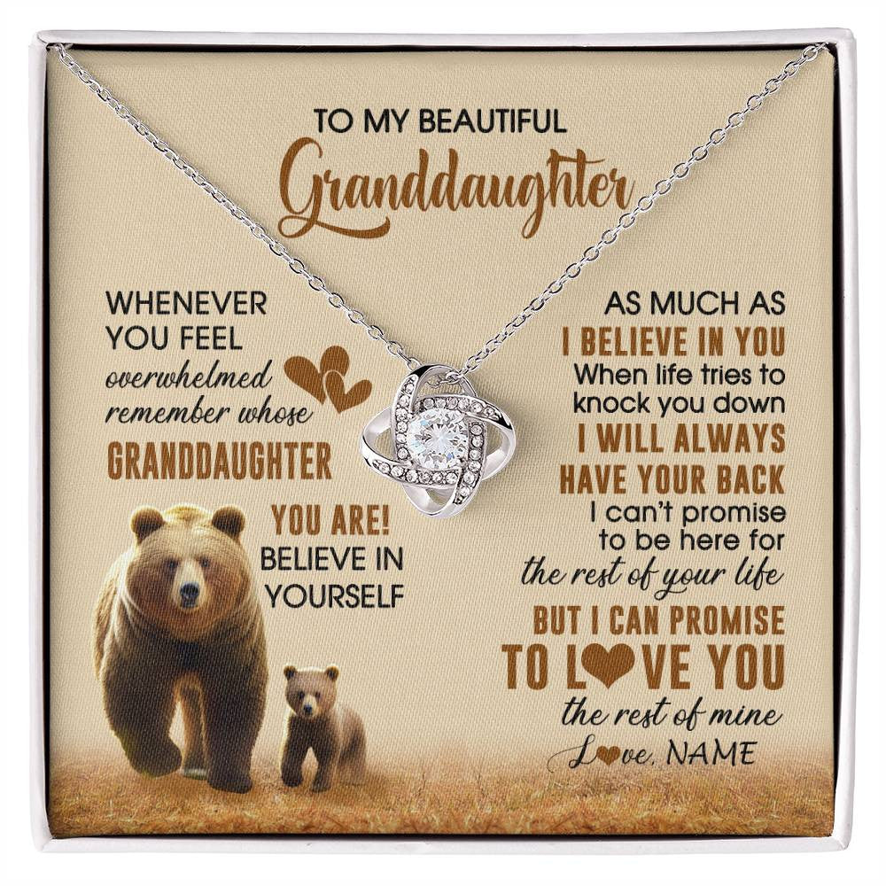 Love Knot Necklace 14K White Gold Finish | 1 | Personalized To My Granddaughter Necklace From Grandma Whenever You Feel Bear Granddaughter Birthday Gifts Gifts Christmas Customized Gift Box Message Card | siriusteestore