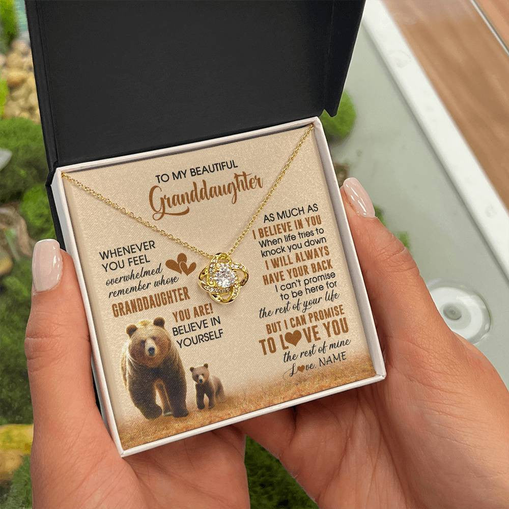 Love Knot Necklace 18K Yellow Gold Finish | 2 | Personalized To My Granddaughter Necklace From Grandma Whenever You Feel Bear Granddaughter Birthday Gifts Gifts Christmas Customized Gift Box Message Card | siriusteestore