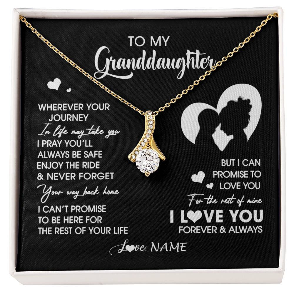 Alluring Beauty Necklace 18K Yellow Gold Finish | 1 | Personalized To My Granddaughter Necklace From Grandma Wherever Your Journey Granddaughter Birthday Gifts Graduation Christmas Customized Gift Box Message Card | siriusteestore