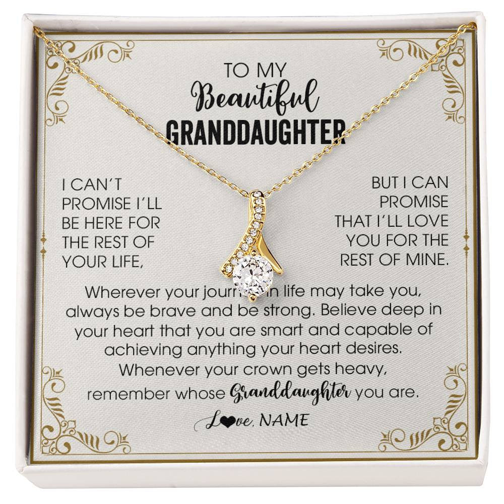 Alluring Beauty Necklace 18K Yellow Gold Finish | 1 | Personalized To My Granddaughter Necklace From Grandma Wherever Your Journey in Life There Birthday Graduation Christmas Customized Gift Box Message Card | siriusteestore