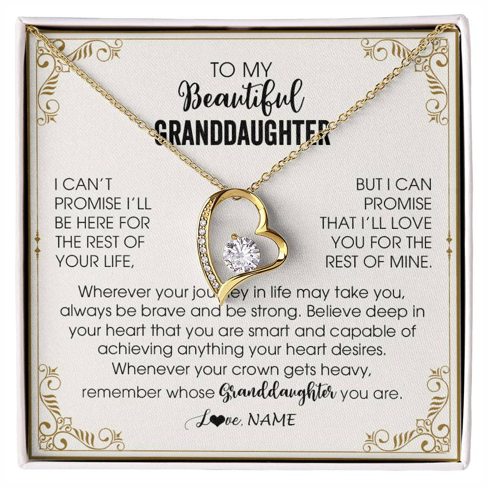 Forever Love Necklace 18K Yellow Gold Finish | 1 | Personalized To My Granddaughter Necklace From Grandma Wherever Your Journey in Life There Birthday Graduation Christmas Customized Gift Box Message Card | siriusteestore