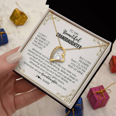 Forever Love Necklace 18K Yellow Gold Finish | 2 | Personalized To My Granddaughter Necklace From Grandma Wherever Your Journey in Life There Birthday Graduation Christmas Customized Gift Box Message Card | siriusteestore