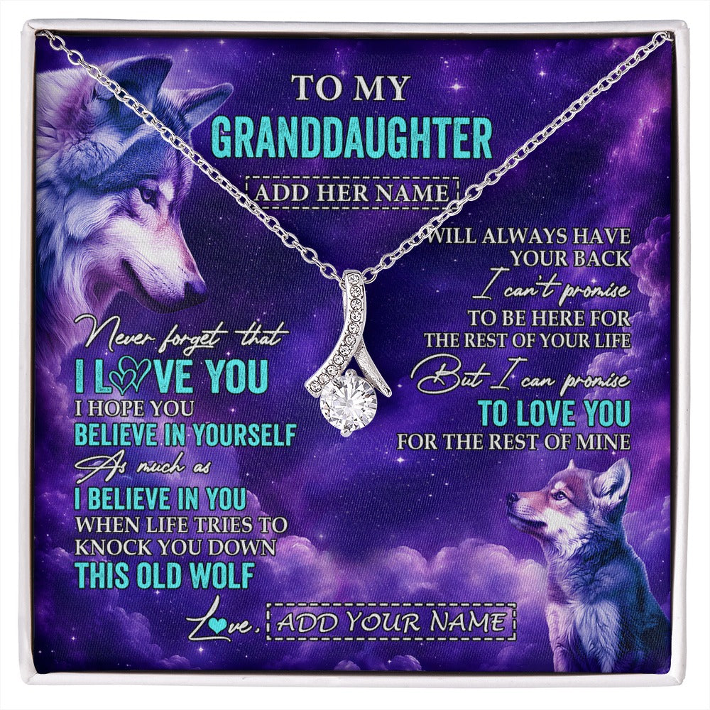 Alluring Beauty Necklace 14K White Gold Finish | 1 | Personalized To My Granddaughter Necklace From Grandma Wolf Never Forget I Love You Granddaughter Birthday Gifts Graduation Christmas Gift Box Message Card Shirt & Hoodie | https://siriusteestore.