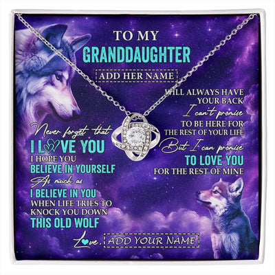 Love Knot Necklace 14K White Gold Finish | 1 | Personalized To My Granddaughter Necklace From Grandma Wolf Never Forget I Love You Granddaughter Birthday Gifts Graduation Christmas Gift Box Message Card Shirt & Hoodie | https://siriusteestore.