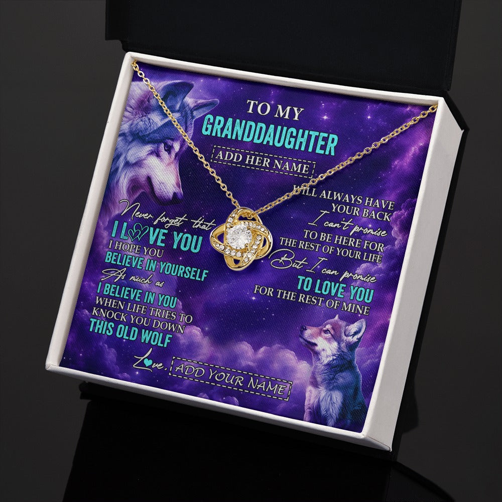 Love Knot Necklace 18K Yellow Gold Finish | 2 | Personalized To My Granddaughter Necklace From Grandma Wolf Never Forget I Love You Granddaughter Birthday Gifts Graduation Christmas Gift Box Message Card Shirt & Hoodie | https://siriusteestore.