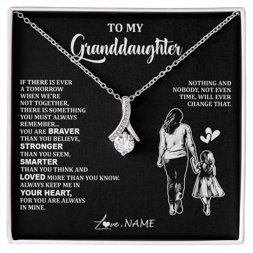 Alluring Beauty Necklace 14K White Gold Finish | 1 | Personalized To My Granddaughter Necklace From Grandma You Are Always In Mine Beautiful Granddaughter Birthday Graduation Christmas With Gift Box Message Card | siriusteestore