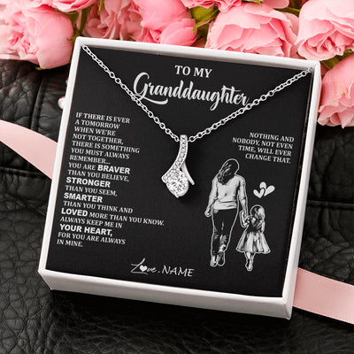Alluring Beauty Necklace 14K White Gold Finish | 2 | Personalized To My Granddaughter Necklace From Grandma You Are Always In Mine Beautiful Granddaughter Birthday Graduation Christmas With Gift Box Message Card | siriusteestore