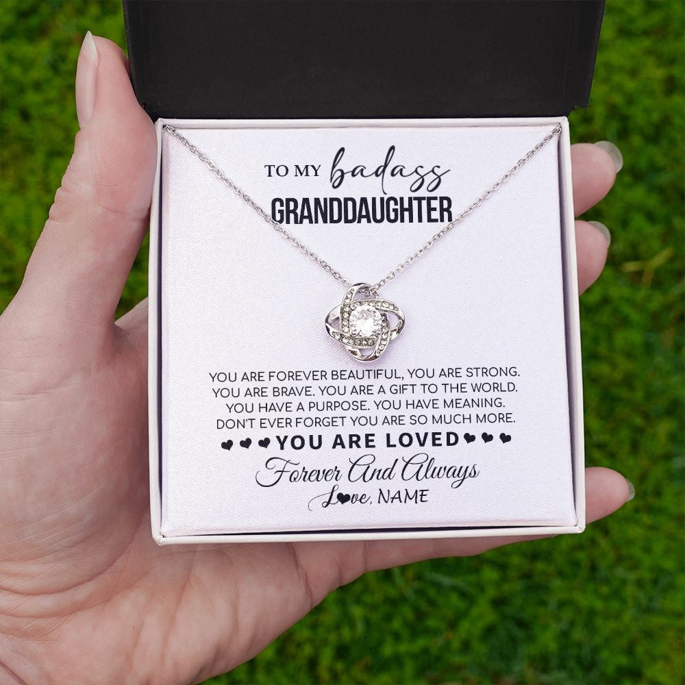 Love Knot Necklace | Personalized To My Granddaughter Necklace From Grandma You Are Forever Beautiful Granddaughter Birthday Graduation Christmas Customized Gift Box Message Card | siriusteestore