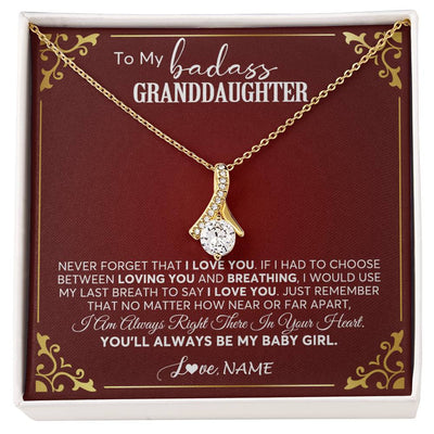 Alluring Beauty Necklace 18K Yellow Gold Finish | 1 | Personalized To My Granddaughter Necklace From Grandma You'Ll Always Be My Baby Girl Granddaughter Birthday Christmas Customized Gift Box Message Card | siriusteestore