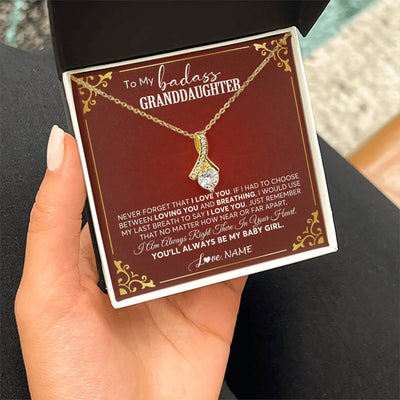 Alluring Beauty Necklace 18K Yellow Gold Finish | 2 | Personalized To My Granddaughter Necklace From Grandma You'Ll Always Be My Baby Girl Granddaughter Birthday Christmas Customized Gift Box Message Card | siriusteestore