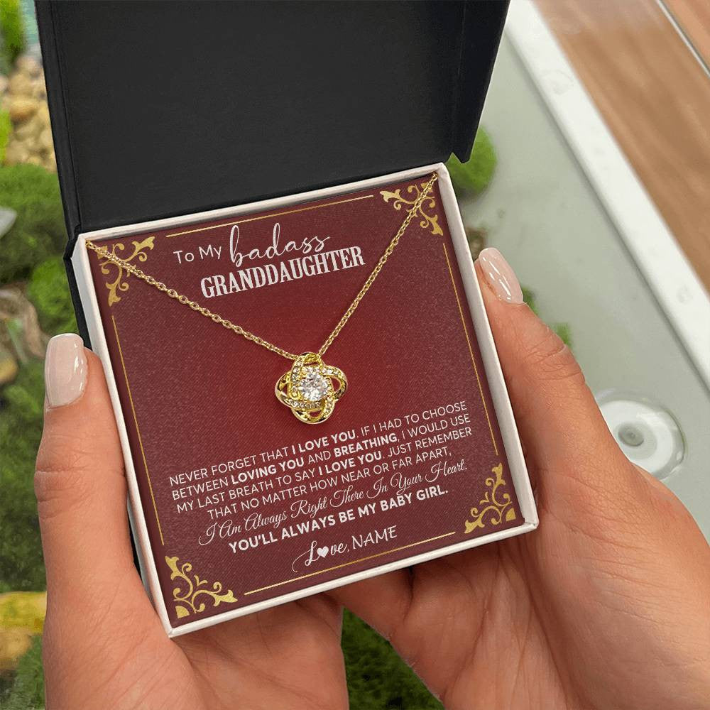 Love Knot Necklace 18K Yellow Gold Finish | 2 | Personalized To My Granddaughter Necklace From Grandma You'Ll Always Be My Baby Girl Granddaughter Birthday Christmas Customized Gift Box Message Card | siriusteestore
