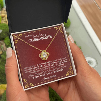 Love Knot Necklace 18K Yellow Gold Finish | 2 | Personalized To My Granddaughter Necklace From Grandma You'Ll Always Be My Baby Girl Granddaughter Birthday Christmas Customized Gift Box Message Card | siriusteestore