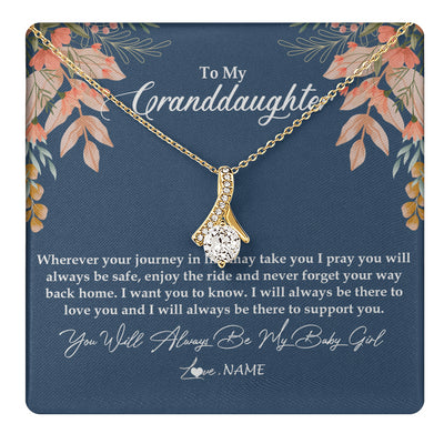 Alluring Beauty Necklace 18K Yellow Gold Finish | 1 | Personalized To My Granddaughter Necklace From Grandma You Will Always Be My Baby Granddaughter Jewelry Birthday Christmas Customized Gift Box Message Card | siriusteestore