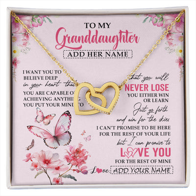 Interlocking Hearts Necklace 18K Yellow Gold Finish | 1 | Personalized To My Granddaughter Necklace From Grandma You Will Never Lose Butterfly Granddaughter Birthday Gifts Graduation Christmas Gift Box Message Card | siriusteestore
