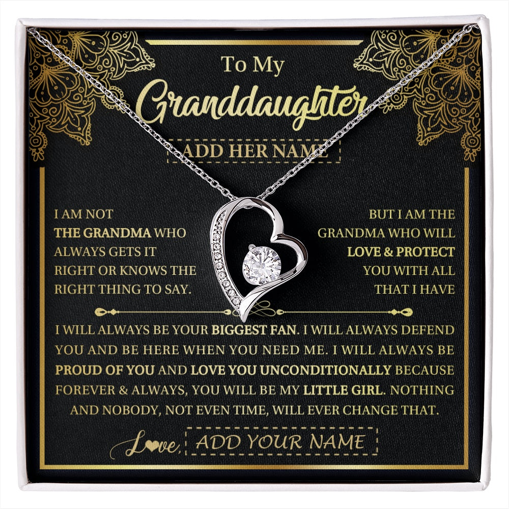 Forever Love Necklace 14K White Gold Finish | 1 | Personalized To My Granddaughter Necklace From Grandma Your Biggest Fan Birthday Gifts For Granddaughter Gifts Christmas Jewelry Custom Gift Box Message Card | siriusteestore.myshopify