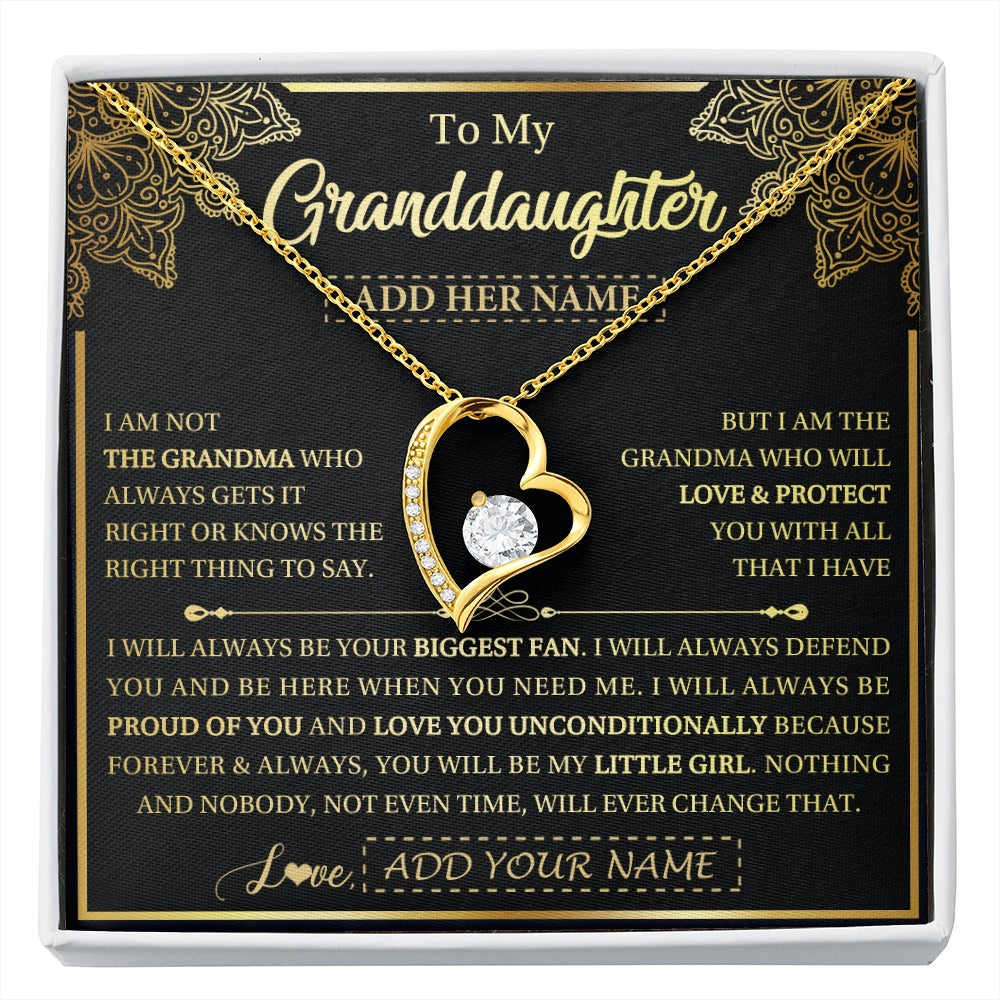 Forever Love Necklace 18K Yellow Gold Finish | 1 | Personalized To My Granddaughter Necklace From Grandma Your Biggest Fan Birthday Gifts For Granddaughter Gifts Christmas Jewelry Custom Gift Box Message Card | siriusteestore.myshopify