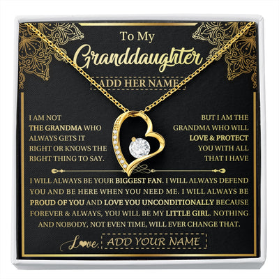 Forever Love Necklace 18K Yellow Gold Finish | 1 | Personalized To My Granddaughter Necklace From Grandma Your Biggest Fan Birthday Gifts For Granddaughter Gifts Christmas Jewelry Custom Gift Box Message Card | siriusteestore.myshopify