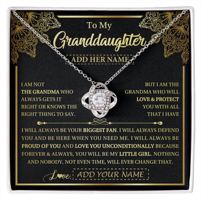 Love Knot Necklace 14K White Gold Finish | 1 | Personalized To My Granddaughter Necklace From Grandma Your Biggest Fan Birthday Gifts For Granddaughter Gifts Christmas Jewelry Custom Gift Box Message Card | siriusteestore.myshopify