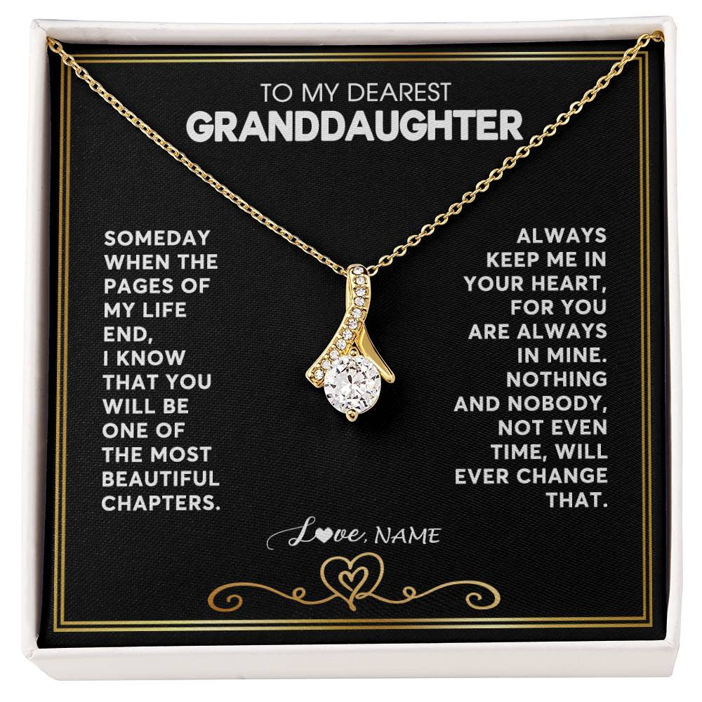 Alluring Beauty Necklace 18K Yellow Gold Finish | 1 | Personalized To My Granddaughter Necklace From Grandmother Papa When The Pages Of My Life End Granddaughter Birthday Christmas Customized Gift Box Message Card | siriusteestore